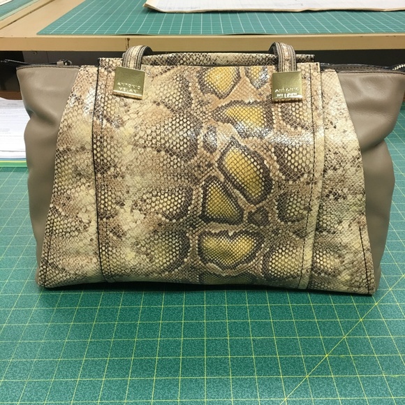Antonio Melani Taupe/ Cream Soft Snakeskin Tote - Picture 2 of 8